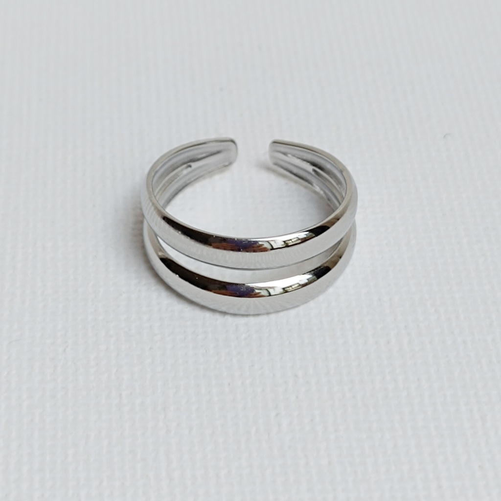 Anillo Efecto Doble Plateado