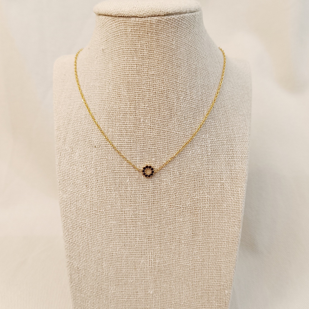 Collar Mini Estrella Circular Circonitas Negras