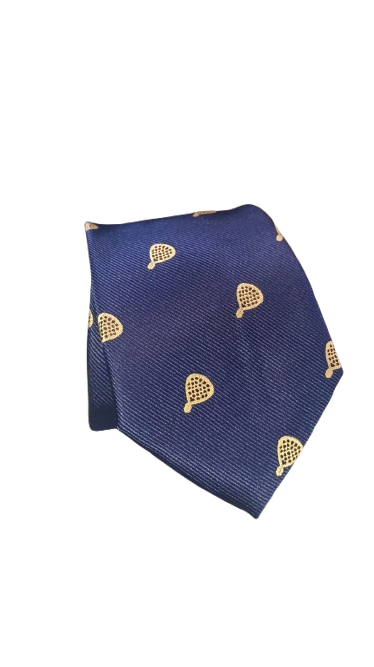 Corbata Azul Marino Raquetas Doradas