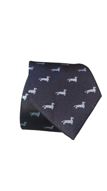 Corbata Azul Marino Perro Salchicha Celeste