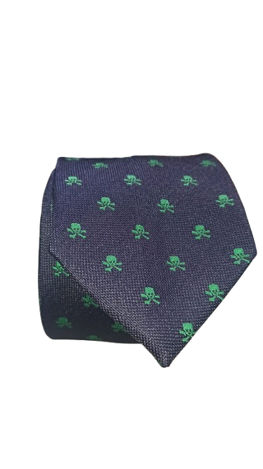 Corbata Azul Marino Calaveras Verdes