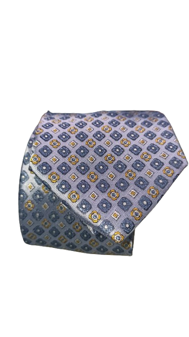 Corbata Azul Mosaico Azul Oscuro y Dorado