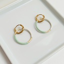 Pendientes Aro Esmaltado Verde Pastel-Blanco Dorado