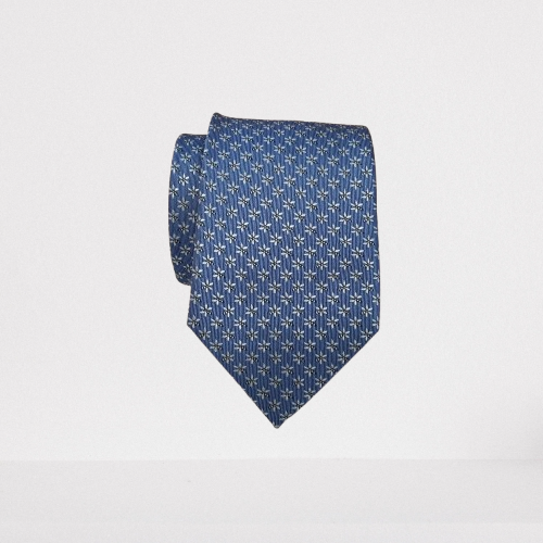 Corbata Azul Flores Blancas