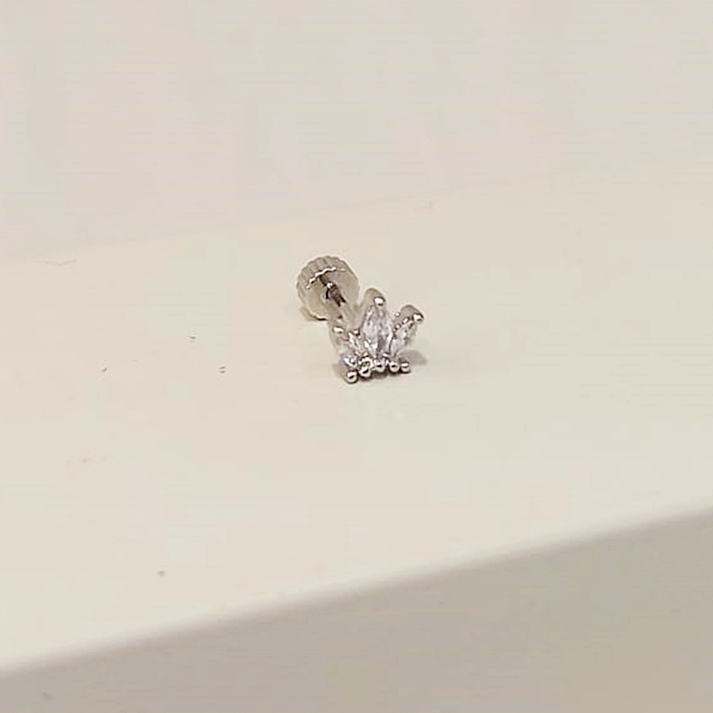 Pendiente Corona Triple Plateado (Rosca)