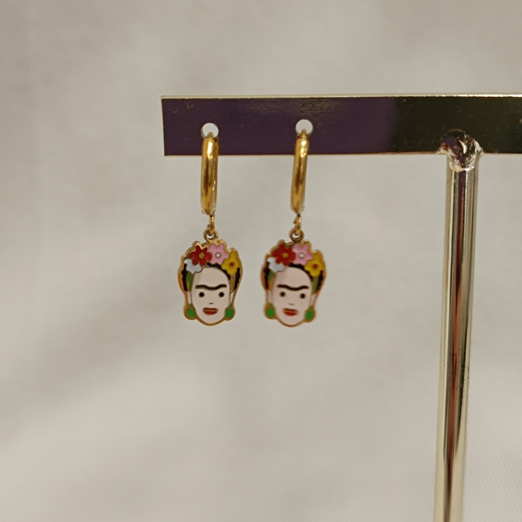 Aritos Charm Frida Esmaltado Dorado