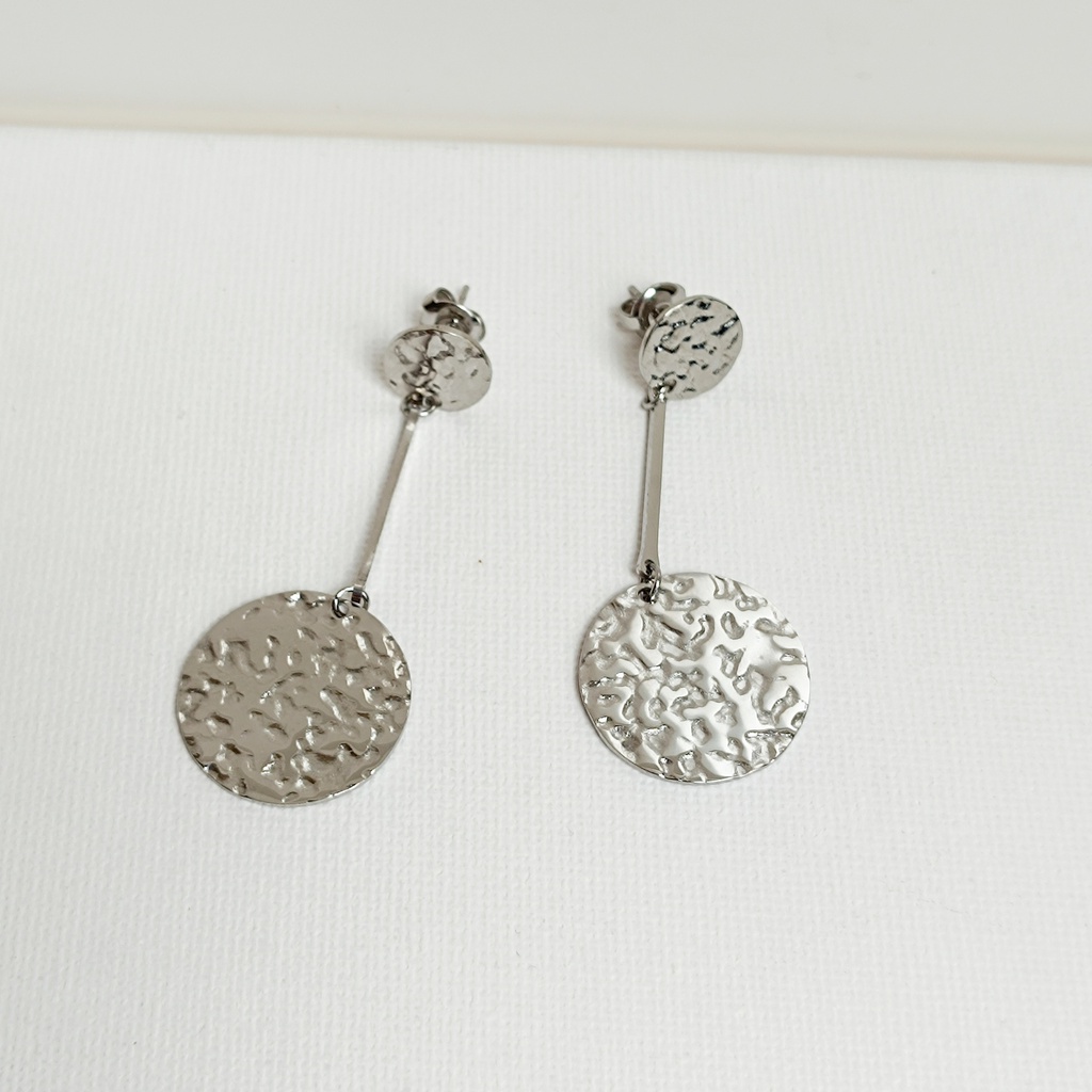 Pendientes Chapa Colgante Relieve Plateado