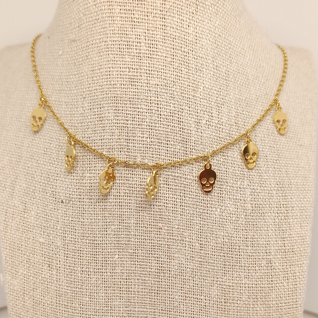 Collar Multicharm Calaveras Dorado