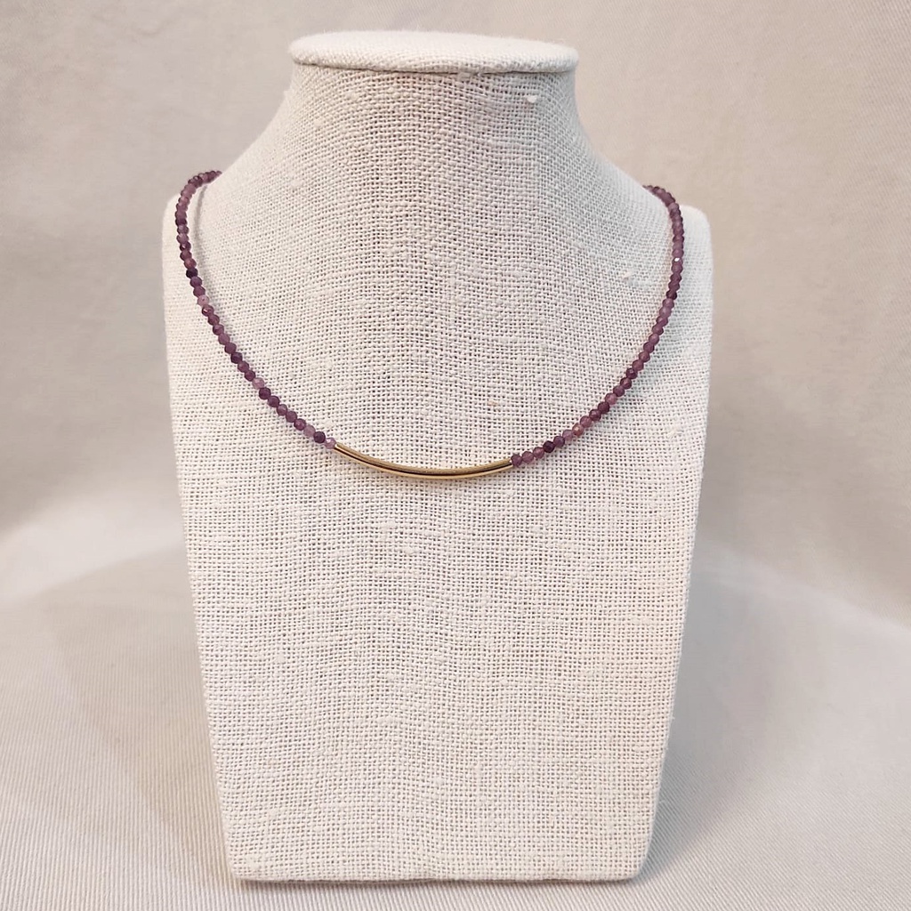 Collar Piedras Moradas Curve Dorado