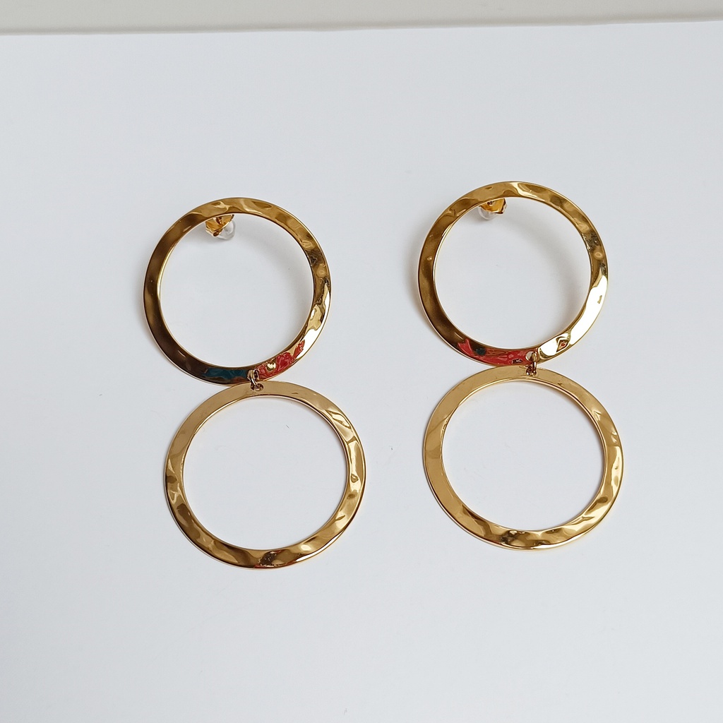 Pendientes Dos Circulos Maxi Dorados