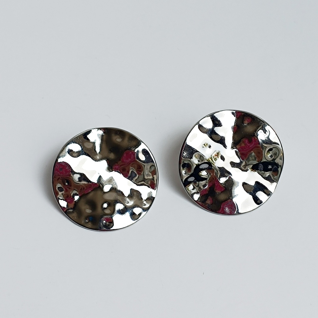 Pendientes Círculo Relieves Plateado