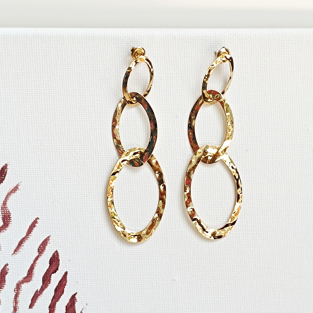 Pendientes Triple Óvalo Relieve Dorado (copia)