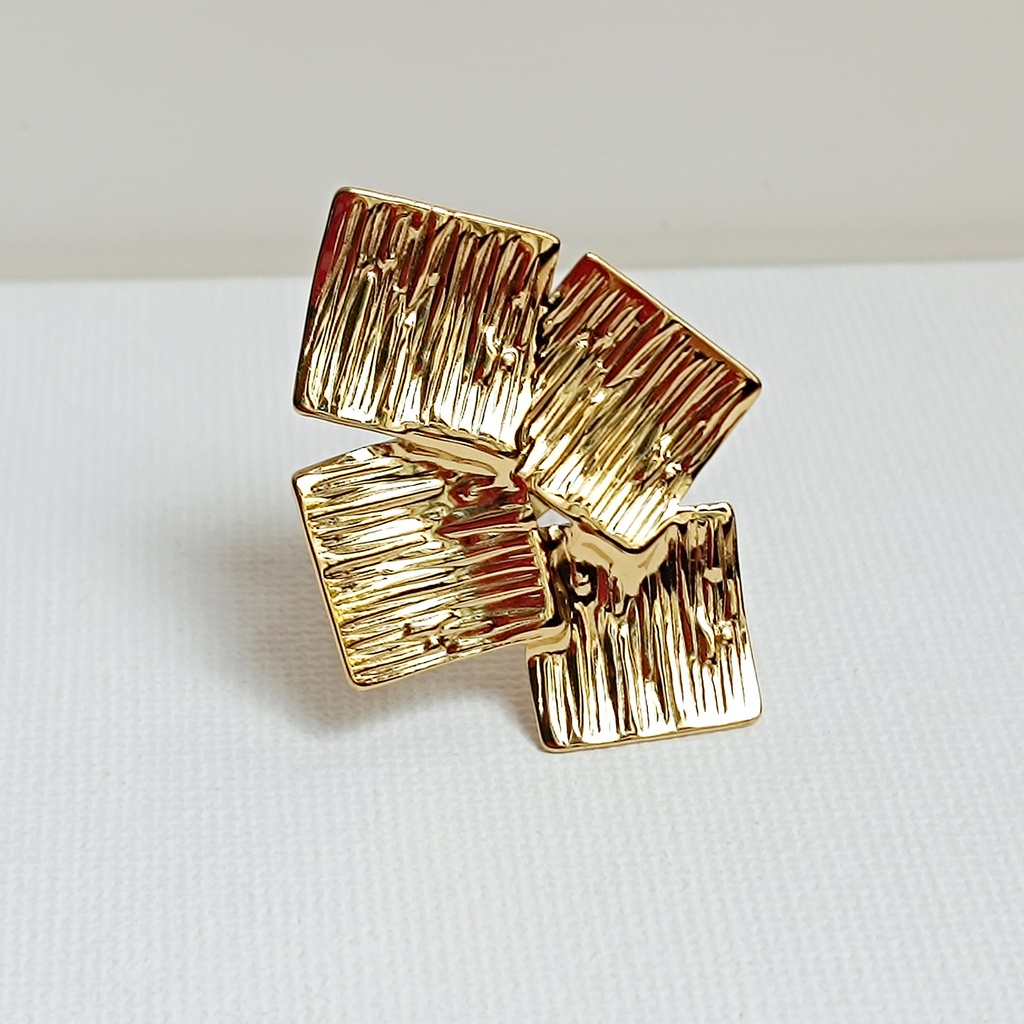 Anillo Textured Squares (Dorado)