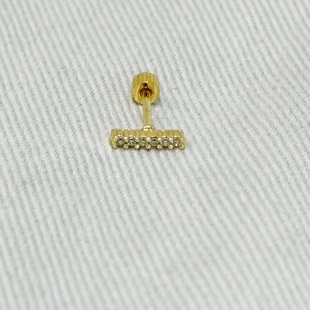 Pendiente Stick Circonitas Dorado (Rosca)