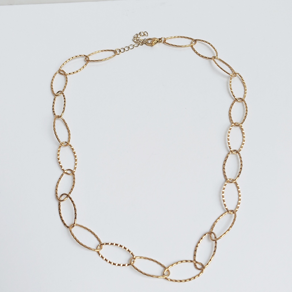 Collar Cadena Eslabones Ovalados Dorado