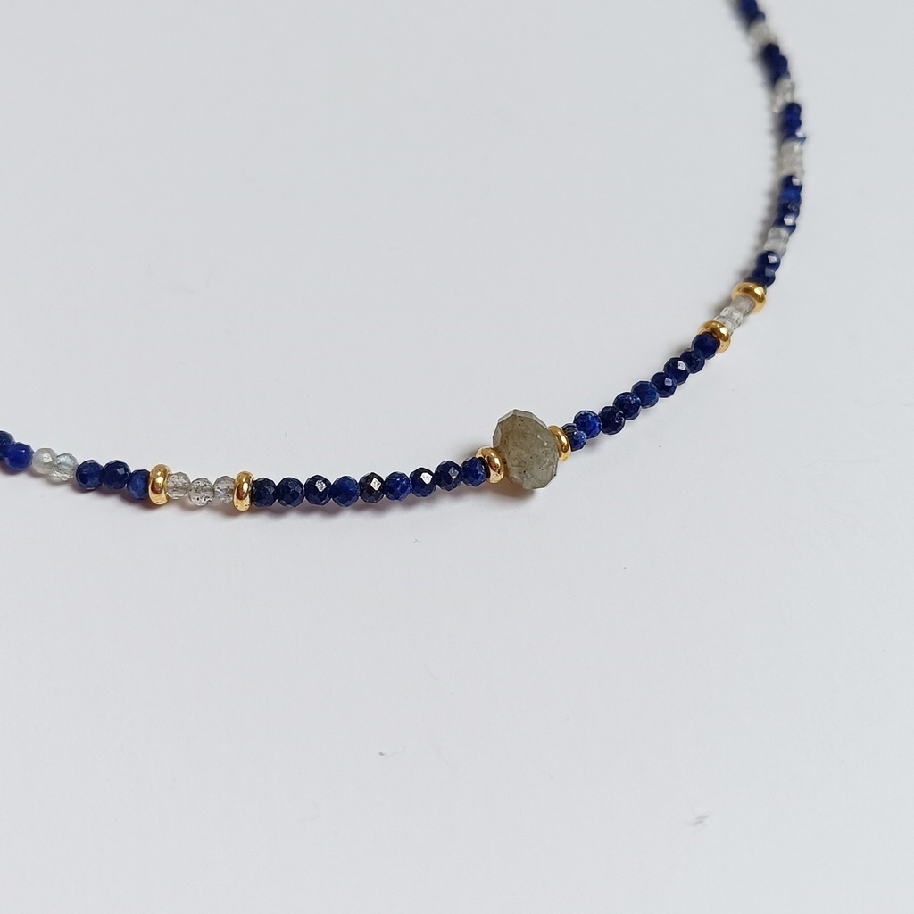 Collar Cadena De Pedrería Dorado