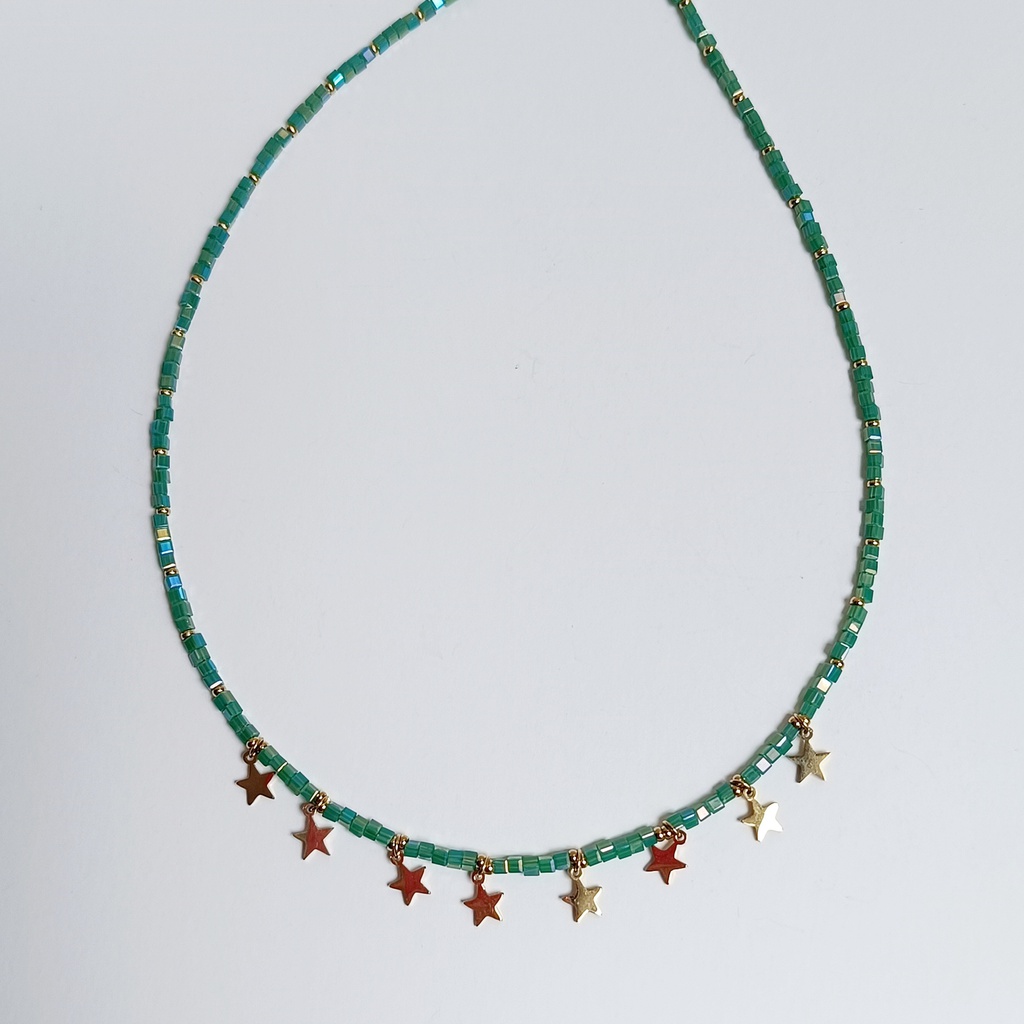 Collar Cadena De Pedrería Dorado
