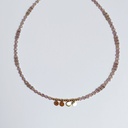 Collar Cadena De Pedrería Dorado y Rosa