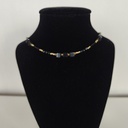Collar Cadena De Pedrería Dorada y Negra