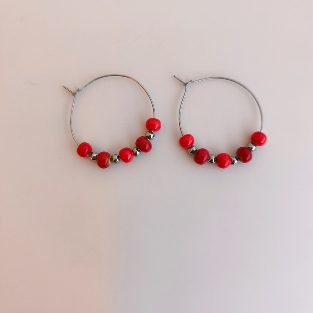 Pendientes Cerámica Red Passional (Plateado)