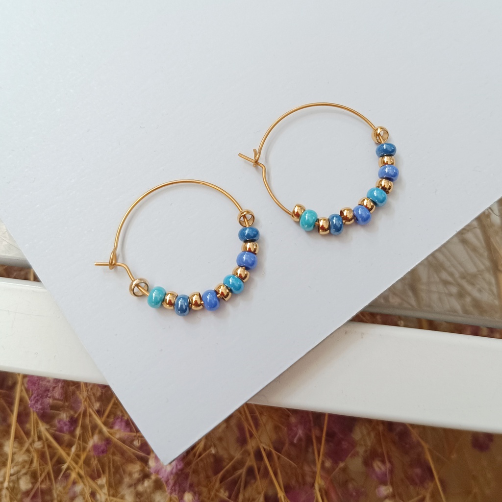 Pendientes Cerámica Claire Azules Dorado
