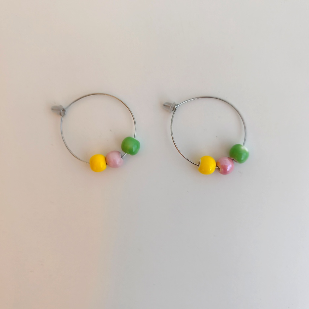 Pendientes Cerámica Pastel (Plateado)