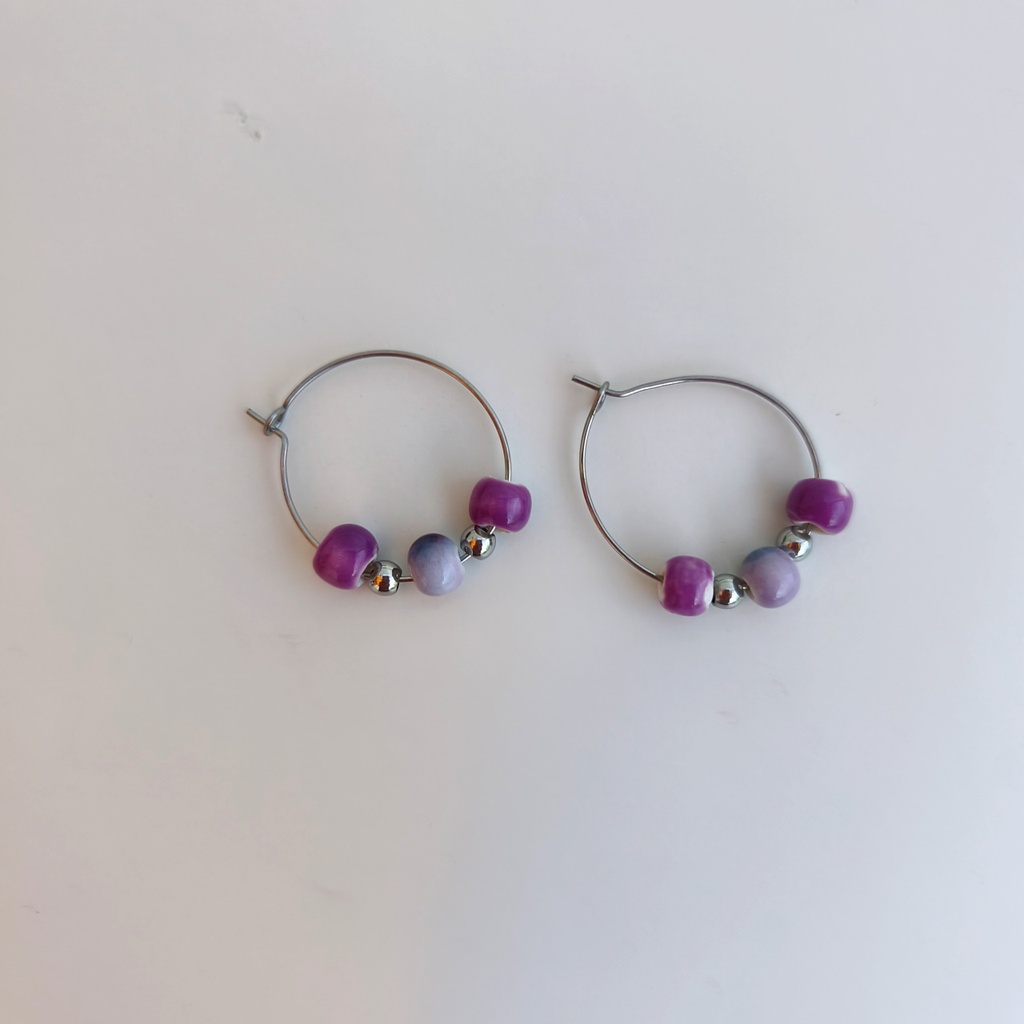 Pendientes Cerámica Tricolor (Plateado)