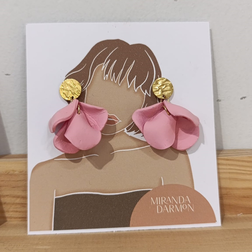 Pendientes Pétalos Rosa - Arcilla Polimérica Miranda