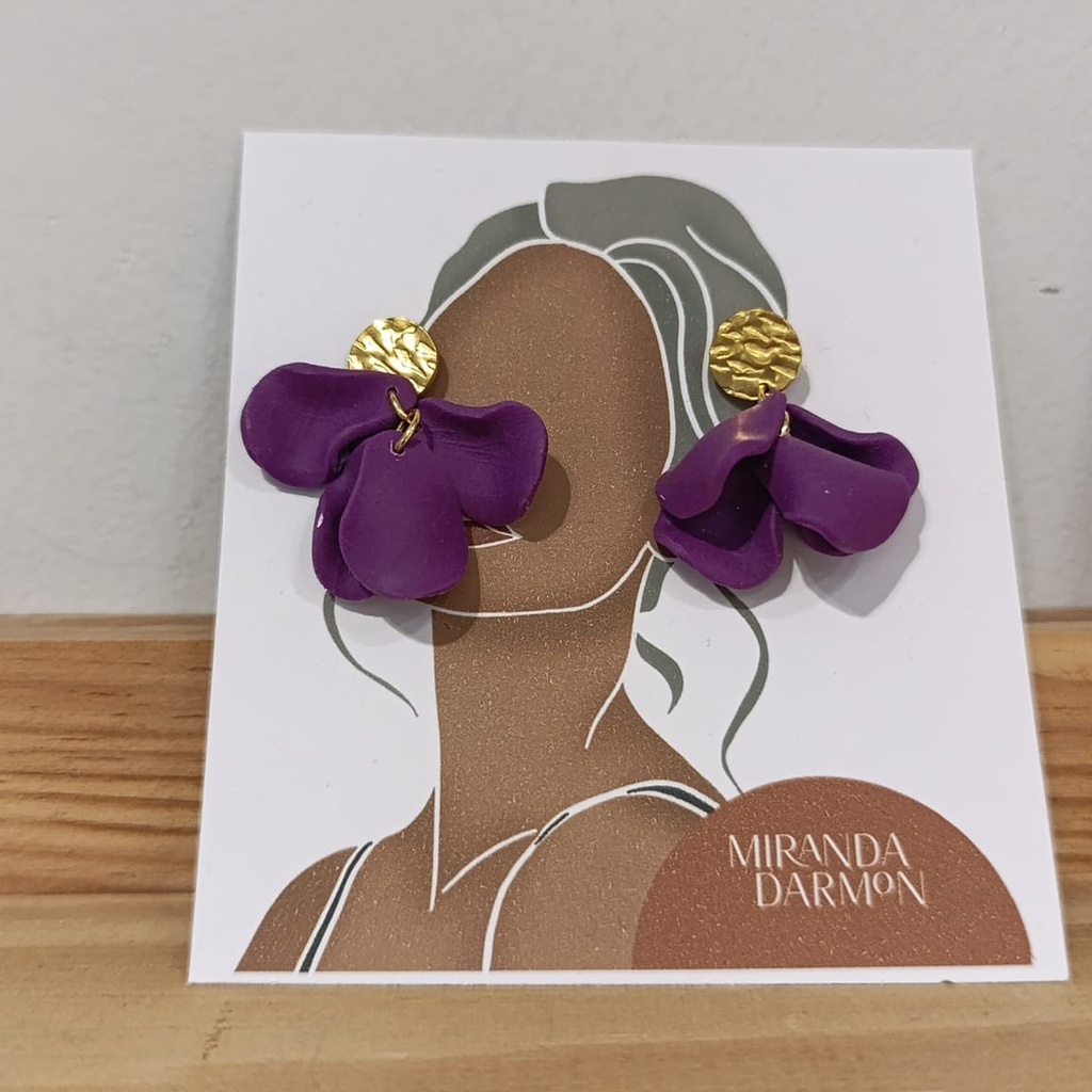 Pendientes Pétalos Morado - Arcilla Polimérica Miranda