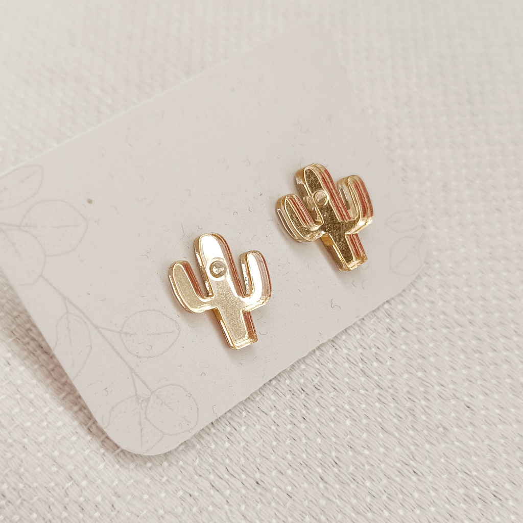 Pendientes Mini Cactus Dorado Claro