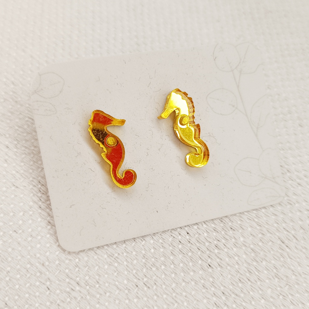 Pendientes Mini Caballito de Mar Amarillo