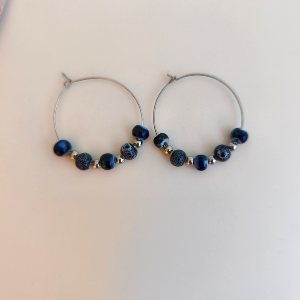 Pendientes Cerámica Black (Plateado)