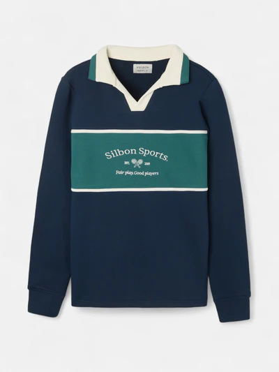 Sudadera Cuello Polo Sports Marino - Silbon