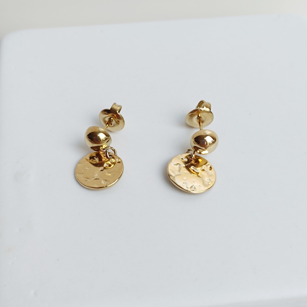 Pendientes Mini Chapita Relieve Dorado