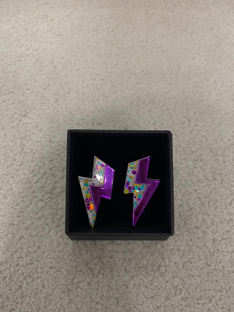 Pendientes Metacrilato Rayo Doble Color