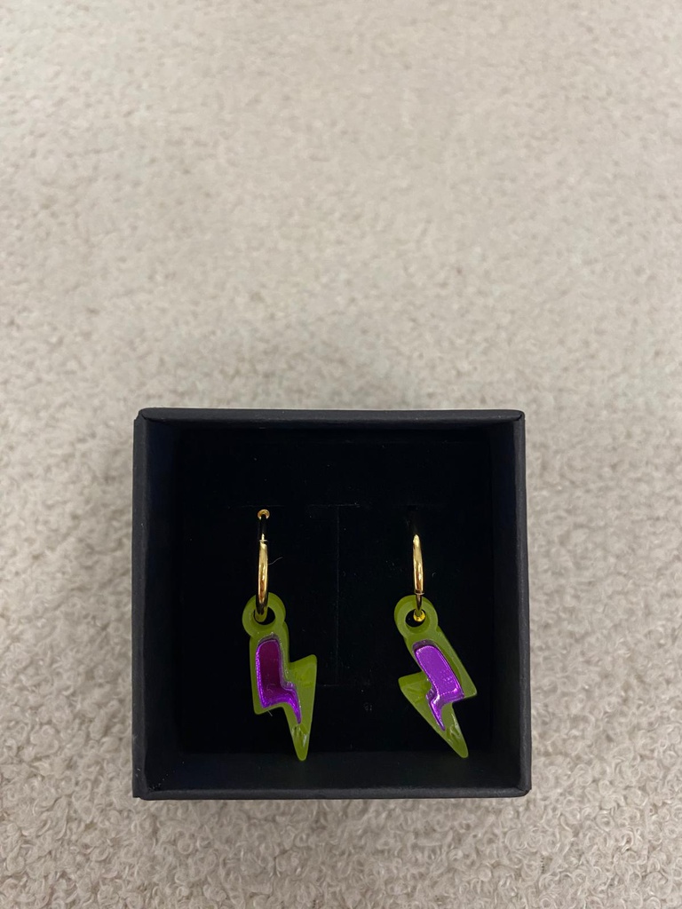 Pendientes Metacrilato Rayo Aro Doble Color