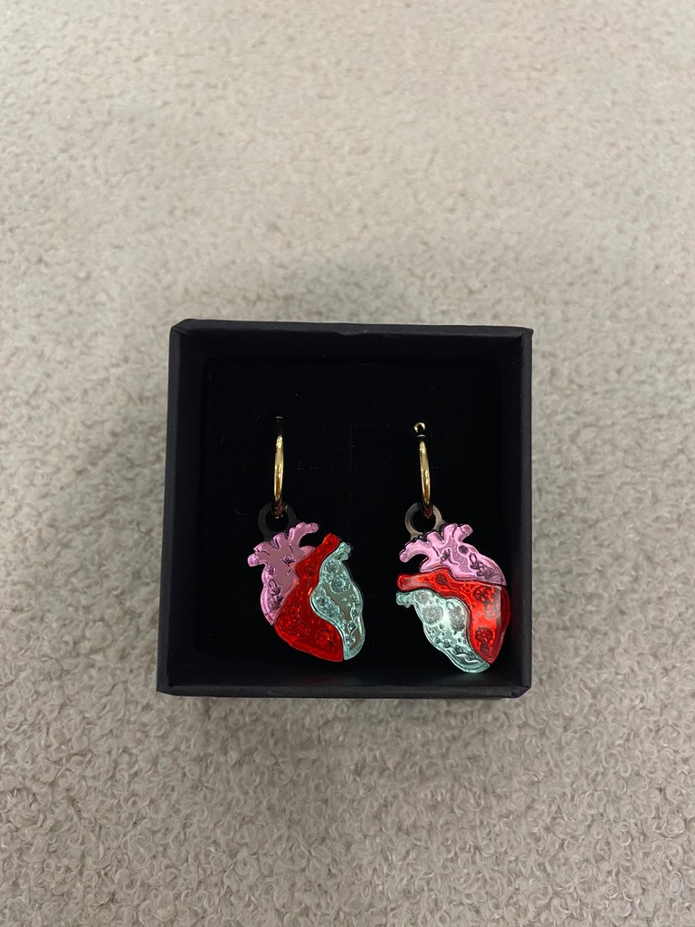 Pendientes Corazón Colores Aro Metacrilato