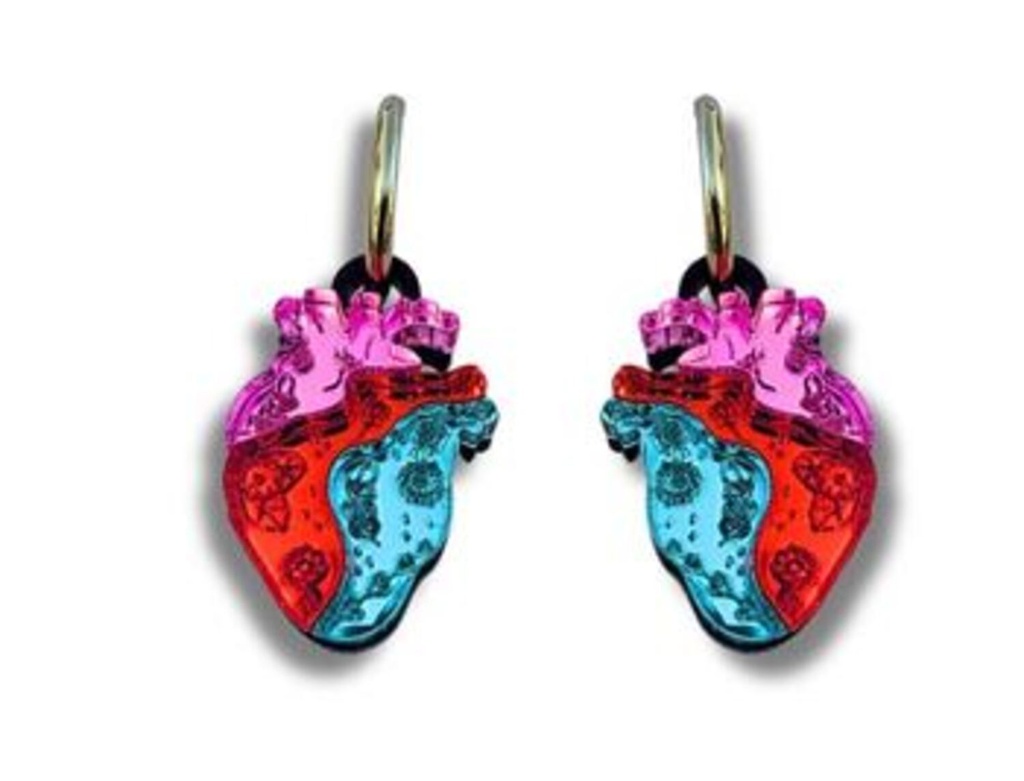 Pendientes Corazón Colores Aro Metacrilato
