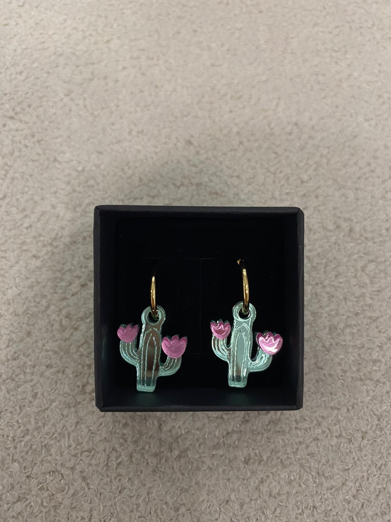 Pendientes Cactus Colores Aro Metacrilato