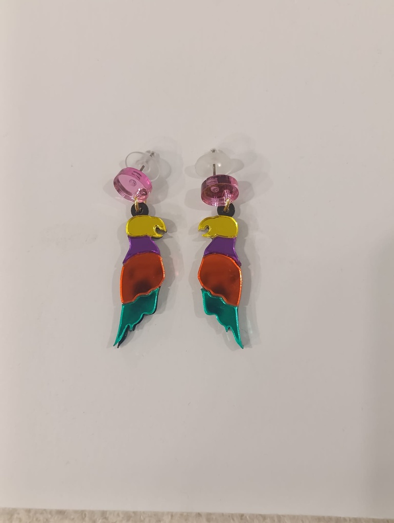 Pendientes Loro Colores Metacrilato