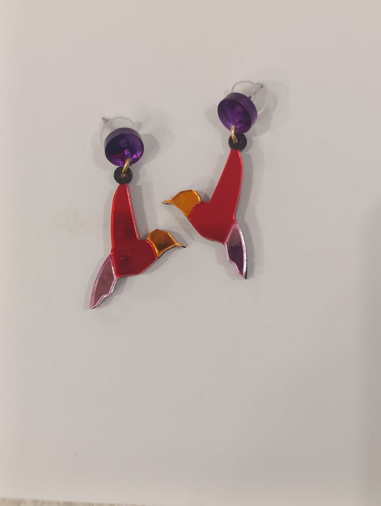 Pendientes Colibrí Colores Metacrilato