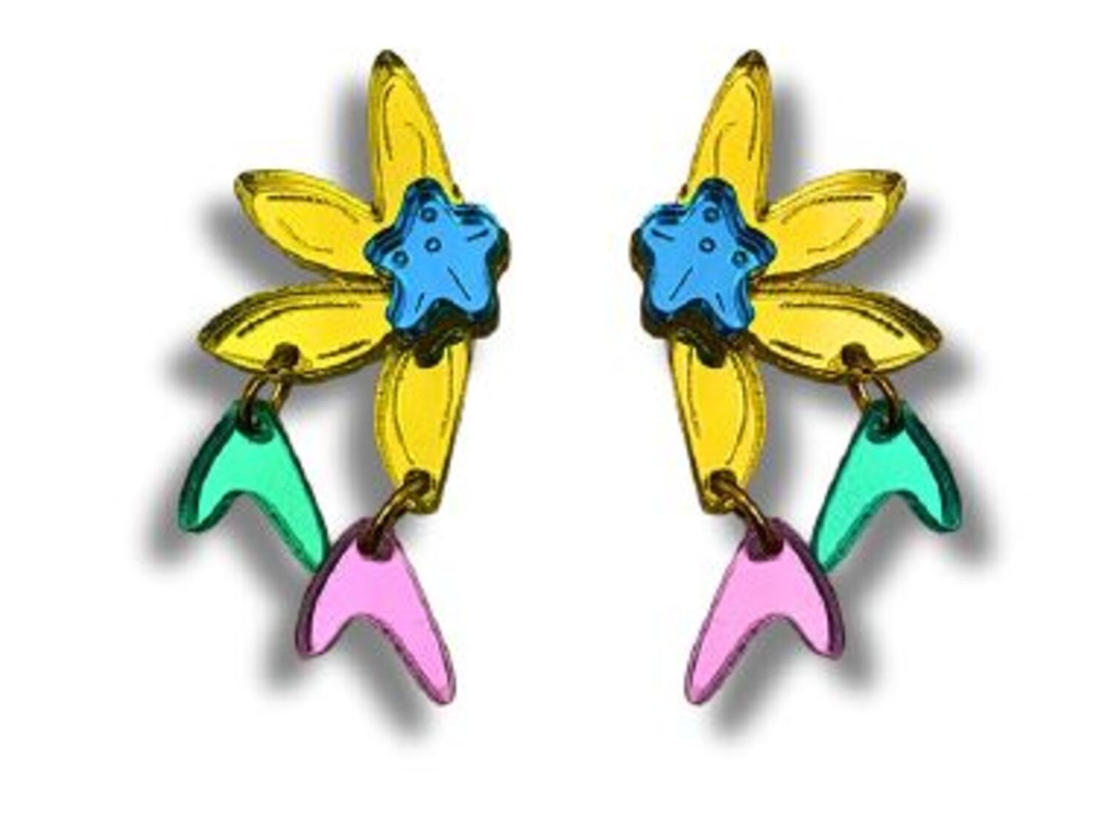 Pendientes Metacrilato Flor Colores