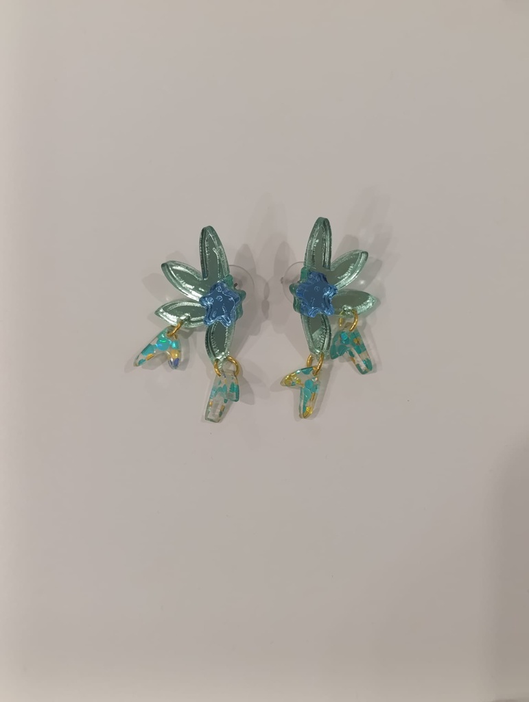 Pendientes Media Flor Colgantes Corazones Colores Metacrilato