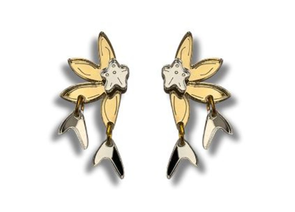 Pendientes Metacrilato Flor Champagne