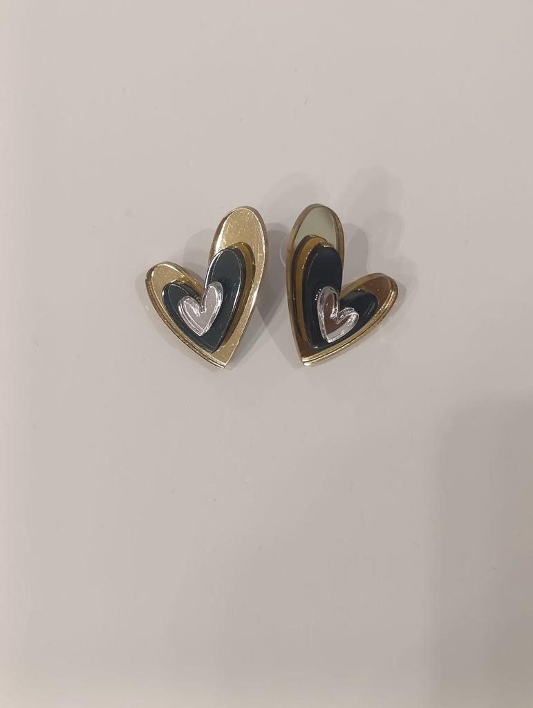 Pendientes Metacrilato Corazón Triple Color