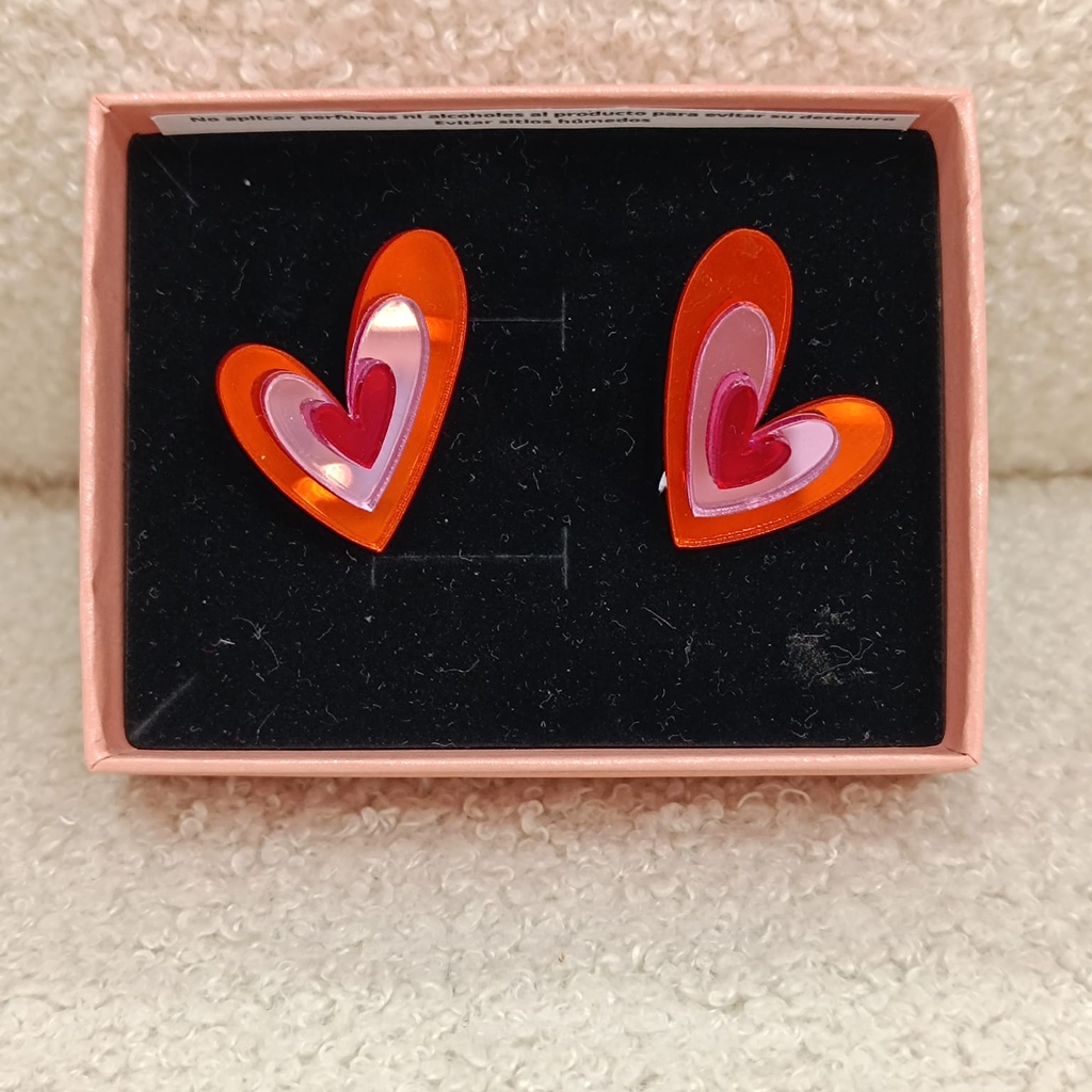 Pendientes Metacrilato Corazón Triple Color
