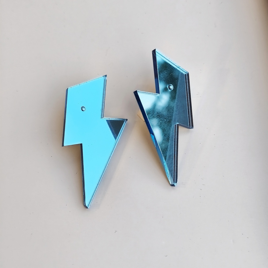 Pendientes Metacrilato Rayo Grande Azul