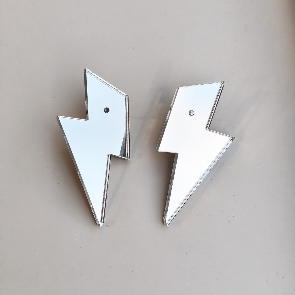 Pendientes Metacrilato Rayo Plateado