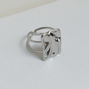 Anillo Cuadrado Waves Plateado