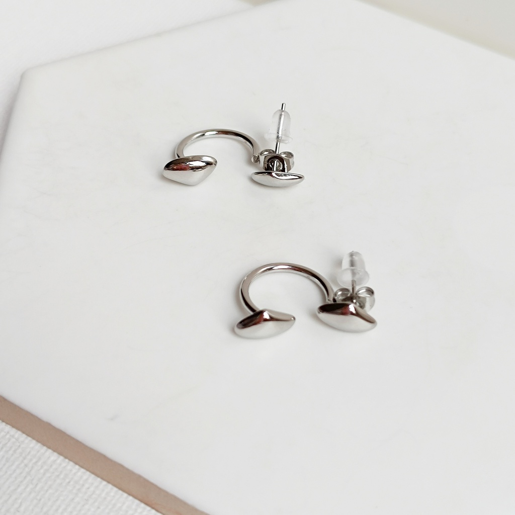 Pendientes Dobles Triangulo Plateado